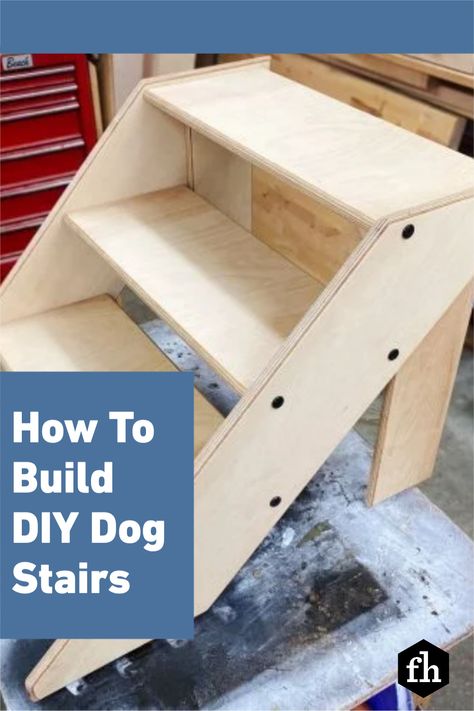 Diy Dog Ladder For Bed, How To Make Dog Stairs, Diy Pet Steps Simple, Diy Puppy Stairs, How To Make Dog Steps For Bed, How To Build Dog Stairs, How To Make Stairs How To Build, Pet Stairs Diy, Pet Steps Diy