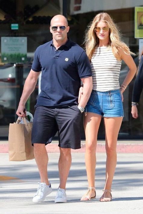 Rosie And Jason, Jason Statham And Rosie, Men Fade Haircut Short, Rosie Hw, Bald Men Style, Pool Party Outfits, Mens Summer Outfits, Mens Casual Outfits Summer, Rosie Huntington