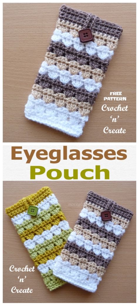 Crochet Eyeglass Pouch Free Crochet Patterns Crochet Spectacle Case, Sunglass Crochet Case, Glasses Case Crochet Pattern Free, Sunglasses Pouch Diy, Crochet Sunglasses Pouch, Crocheted Glasses Case, Knit Sunglasses Case, Crochet Sunglass Case, Crochet Tablet Case Pattern Free