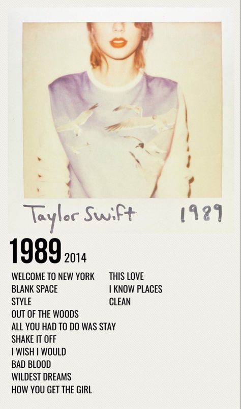 Taylor 1989 Album Cover, 1988 Taylor Swift Album Cover, Taylor Swift 1989 Album Poster, Taylor Swift Album Cards, 1989 Taylor Swift Song List, 1989 Album Poster, Taylor Swift Album Songs List, 1989 Songs Taylor Swift, 1989 Song List