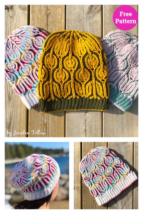 Flower Brioche Hat Free Knitting Pattern Brioche Knit Hat, Brioche Hat, Brioche Knit, Cable Knit Hat Pattern, Hat Free Knitting Pattern, Brioche Pattern, Brioche Knitting Patterns, Brioche Knitting, Brioche Stitch