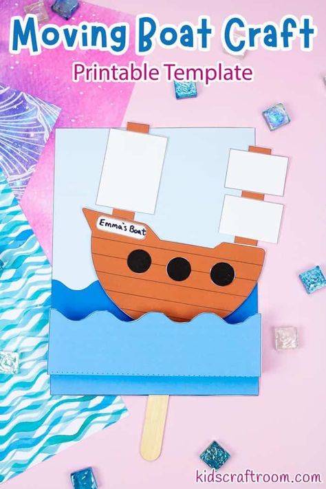 Boat Out Of Popsicle Sticks, Preschool Ship Crafts, Pirate Ship Craft For Kids, Columbus Day Crafts For Kids, Boat Crafts Preschool, Mayflower Crafts For Kids, Ship Crafts For Kids, Travel Crafts For Kids, Boat Craft Kids