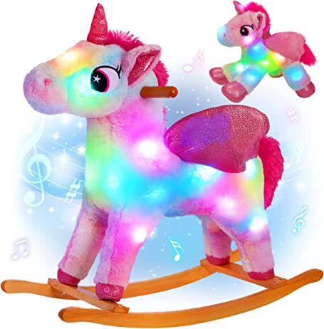 Amazon.com: Glow Guards: Rocking Horse Unicorn Rocking Horse, Horse Nursery, Unicorn Light, Unicorn Toys, Rainbow Unicorn, Rocking Horse, Kids Chairs, Wooden Chair, Baby Toddler Toys