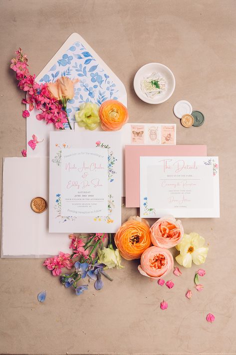 Eddy Nicole Wedding – Cirque91: Wedding Photo Video Colorful Wedding Save The Dates, Modern Colorful Wedding Signage, Spring Into Love Bridal Shower Theme, Different Wedding Colors, Colorful Wedding Details, Bright Garden Wedding, Timeless Summer Wedding, Spring Wedding Colorful, Bright Floral Wedding Invitations