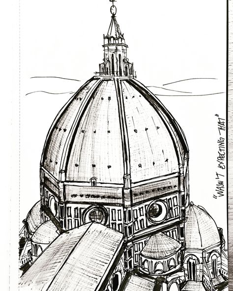 Florence Dome Sketch, Dome Drawing, Florence Tattoo, Florence Dome, Architectural Sketching, Zeus And Hera, Dorm Inspo, Architecture Sketchbook, Tinta China