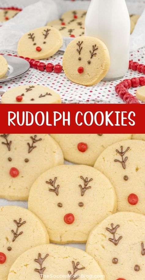 Rudolph Sugar Cookies, Nutter Butter Reindeer Cookies, Reindeer Christmas Cookies, Reindeer Sugar Cookies, Homemade Sugar Cookie Dough, Rudolph Cookies, Christmas Cookies Kids, Christmas Bakes, Cookies Kids