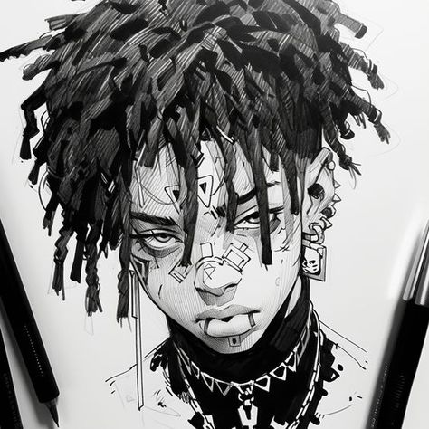 Dreadhead Sketch, Character With Dreads Art, Black Character Design Male, Character Design Poc Male, Dreadhead Drawing, Afro Punk Character Design, Black Cyberpunk Character Art, Afro Cyberpunk Art, Arte Punk