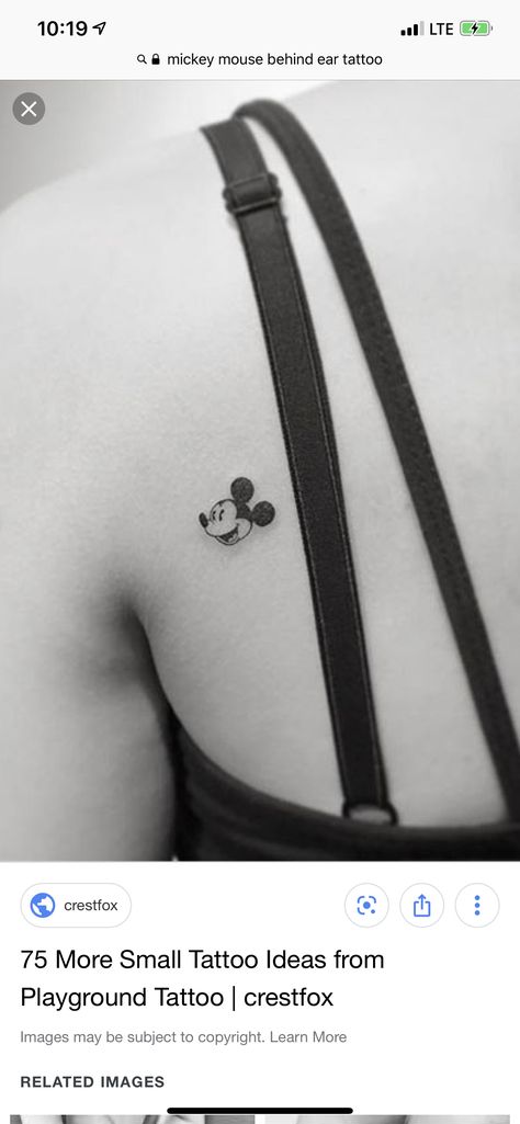 Mickey Mouse begind ear tattoo Mickey Ear Tattoo, Mickey Tattoo, Mouse Tattoo, Mickey Mouse Tattoo, Mickey Mouse Pins, Disney Mouse Ears, Mouse Tattoos, Disney Tattoo, Disney Mouse