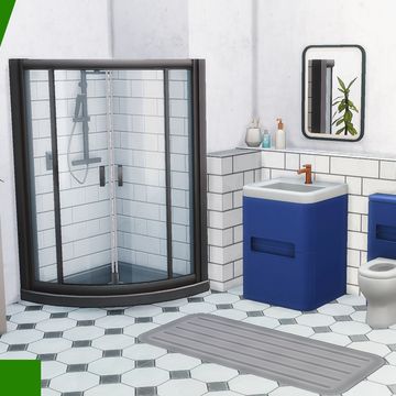 Sixam Cc, Lux Bathroom, Big Shower, Girls Furniture, School Bathroom, Mod Furniture, Sims 4 Bedroom, Bathroom Tub Shower, Sims House Design