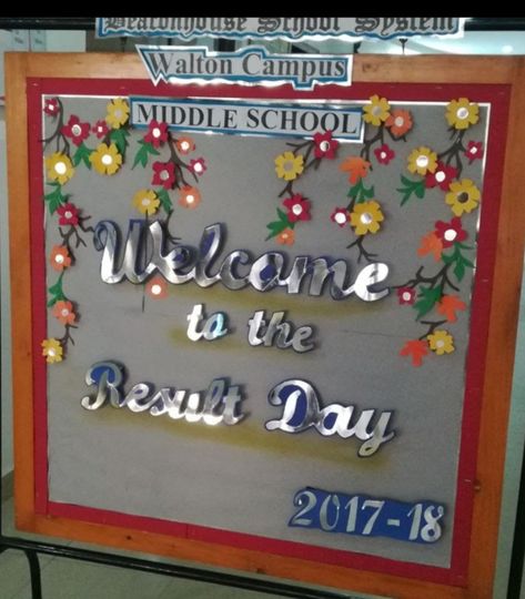 Annual Result Day Board Decoration Ideas, Annual Result Day Board Decoration, Annual Result Day Decoration In School, Result Day Board Decoration Ideas, School Annual Function Decoration Ideas, Selfie Stand Ideas For School, Softboard Ideas, School Decorations Diy, Class Board Decoration