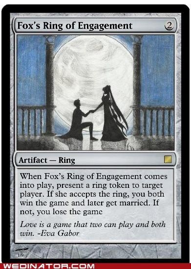 Magic Proposal - - - - I love this only because the picture used is from Sailor Moon. When Endymion proposes to Serenity in the Moon Kingdom Mtg Wedding, Gamer Wedding, Nerd Wedding, Nerdy Wedding, Moon Kingdom, Magic The Gathering Cards, Magic Cards, Alternative Art, Flower Garland