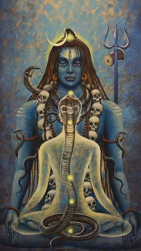 Kundalini Shakti, Shiva Yoga, Arte Yoga, God Artwork, Pictures Of Shiva, Shiv Shakti, Shiva Wallpaper, Hinduism Art, Vedic Art