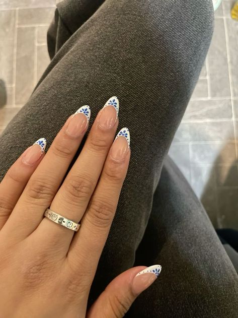 Acrylic Nails For A Cruise, Blue And White Nails Greek, Nail Inspiration Holiday, Greek Inspo Nails, Greece Style Nails, Croatia Nails Ideas, Trendy Boho Nails, Mama Mia Inspired Nails, Class Azul Nails