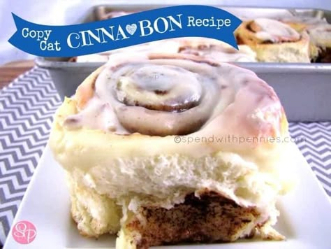 Copy Cat CinnaBon Recipe Copycat Cinnabon, Cinnabon Recipe, Bon Bons Recipe, Cinnabon Cinnamon Rolls, Pinky Girl, 2 Princess, Spend With Pennies, Cinnamon Rolls Homemade, Cat Recipes