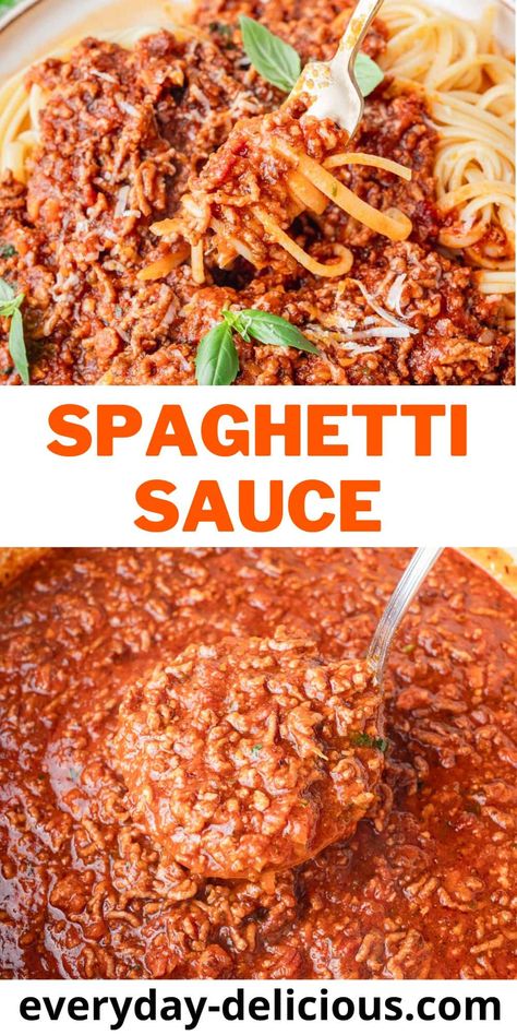 This is the ultimate spaghetti meat sauce recipe. Featuring three kinds of meat, a rich homemade beef broth, premium-quality tomatoes, and a blend of aromatic spices, this sauce is simmered long and slow to achieve a great depth of flavor. It's a decadent sauce you'll find yourself returning to time and time again. Best Spaghetti Meat Sauce, Spaghetti Meat Sauce Recipe, Ultimate Spaghetti, Homemade Beef Broth, Dinner Ideas Pasta, Meat Sauce Recipe, Italian Meat Sauce, Crockpot Meat, Pasta With Meat Sauce