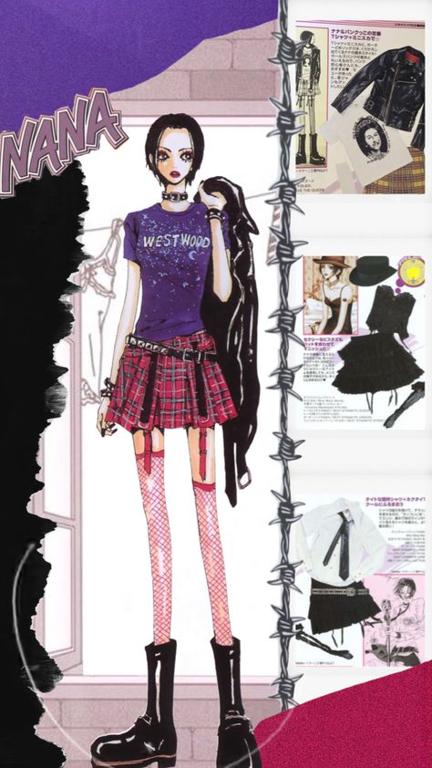 Nana Full Body Anime, Nana Osaki Full Body Anime, Nana Anime Fashion, Nana Lookbook, Osaki Nana Outfit, Nana Anime Outfits, Nana Fits, Nana Osaki Outfit, Nana Cosplay