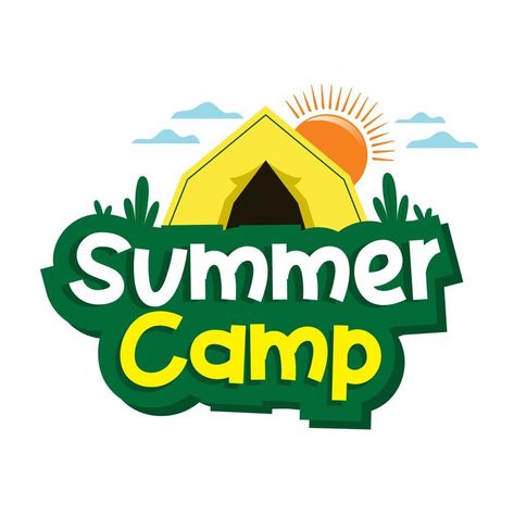 Summer Camp vector design template. Kids summer camp vector logo design. summer camp children design. Summer Camp Ads, Summer Camp Logo Design, Camping Logo Design, Summer Camp Logo, Summer Camp Design, Camp Tshirt Designs, Camp Banner, Kids Typography, Logo Camping