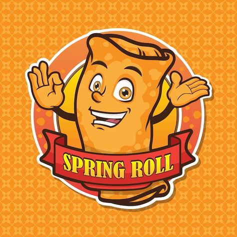 Lumpia Logo Design, Spring Roll Logo Design, Risoles Logo Design, Logo Food Design, Logo Design Food, Chinese Spring Rolls, Cute Cartoon Food, Food Chinese, Father Tattoos