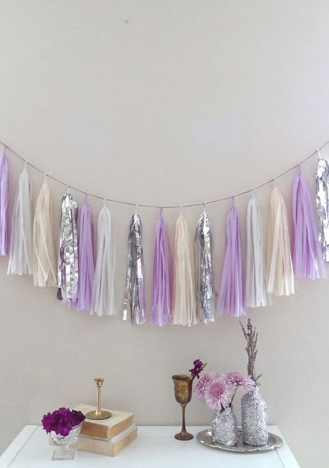 Silver And Purple Decorations Party, Lilac Bachelorette Party, Lila Party, Purple Party Decorations, Lavender Baby Showers, Purple Birthday Party, French Lilac, Bohemian Wedding Decorations, Wedding Bachelorette Party