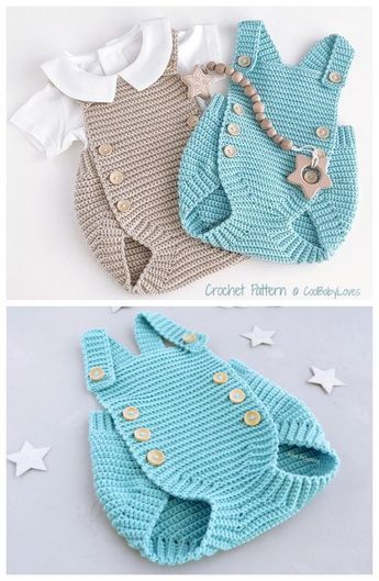 Baby Romper Free Crochet Patterns & Paid - DIY Magazine Crochet Baby Boy Dress, Trending Crochet Patterns 2023, Crochet Ideas For Baby Girl, Crochet Ideas For Baby Boy, Crochet Onesie Pattern Free, Crochet Baby Boy Clothes, Crochet Baby Clothes Patterns, Romper Crochet, Boy Crochet Patterns