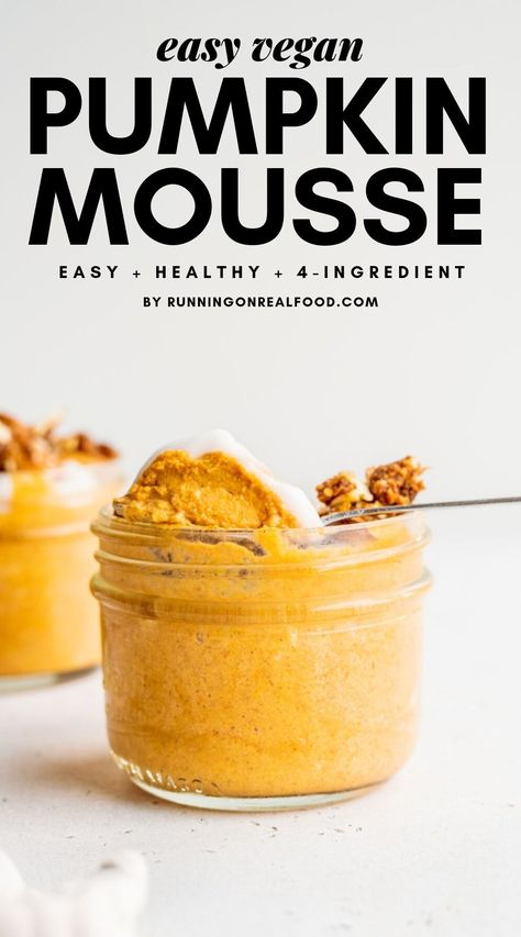 Silken Tofu Pumpkin Mousse, Easy Vegan Pumpkin Dessert, Vegan Pumpkin Pudding, Vegan Pumpkin Mousse, Pumpkin Mousse Recipe, Healthy Vegan Dessert, Canned Pumpkin Recipes, Pumpkin Food, Vegan Pudding