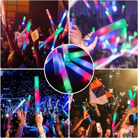 SHQDD Glow Sticks Bulk, 100 Pcs LED Foam Sticks with 3 Modes Colorful Flashing, Glow in the Dark Party Supplies for Wedding, Raves, Concert, Party, Camping, Sporting Events, New Year Carnival Glow Sticks For Wedding, Foam Glow Sticks, Glow In Dark Party, Glow Party Supplies, Concert Lights, Christmas Concert, Glow Stick, Light Stick, Glow Party