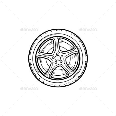 Car Wheel Hand Drawn Outline Doodle Icon #Hand, #Wheel, #Car, #Drawn Wheel Tattoo Car, Car Wheel Tattoo, Car Tire Drawing, Car Wheel Drawing, Tire Drawing, Car Doodles, Wheel Sketch, Food Logo Inspiration, Car Doodle