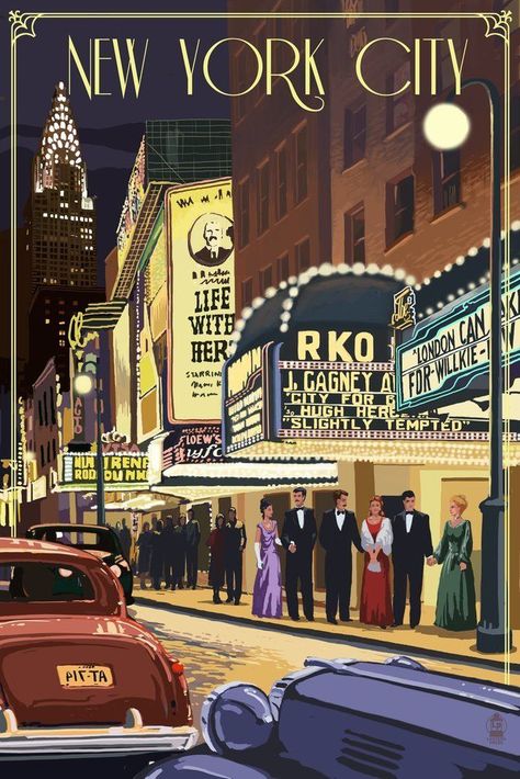 Theater Scene, Arte Jazz, New York Theater, San Myshuno, Theatre Scene, New Yorker Covers, City New York, Print Wall Decor, Vintage Poster Art