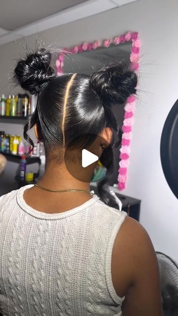 DAILY DOSE OF HAIR™️ on Instagram: "@thehairdoc.tor Frontal Ponies x Fishtail Buns 🔪🔪🔥  #lacefrontal #trending" 2 Pony Tailed Hairstyle, Two Fishtail Buns With Bangs, Fishtail Buns With Bangs, 2 Fishtail Buns With Bangs, Frontal Bun Hairstyles, Top Notch Bun, Knot Bun Hairstyles For Black Women, Updo Bun For Black Women, 2 Buns With Bangs