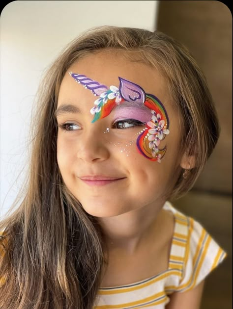 Face Paint Unicorn, Pretty Face Paint, Unicorn Face Paint, Face Painting Unicorn, Painting Unicorn, Eye Face Painting, Face Painting Tips, Butterfly Face Paint, Kids Face Painting