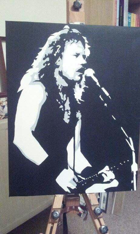 Acrylic freehand pop art painting of a young James Hetfield, Metallica from Arthursan Artwork; Bristol artist, Libby Arthurs James Hetfield Drawing, Metallica Painting, Young James Hetfield, Metallica Drawing, Metallica Concert, Corpse Paint, White Paintings, Musician Art, James Hetfield