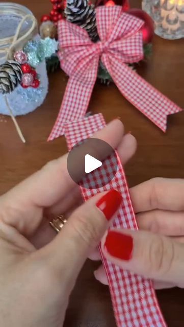 The Joy Party on Instagram: "Christmas bow
#bow #bowsofinstagram #christmasdecor #christmasbows #christmastree #Christmas #handmade #craftingismytherapy #cricut #homemade #bowsofinstagram #ribbonsandbows #ribbon ##howtomakeabow #treebows" Easy Gift Bows With Ribbon, Bow Ornaments Diy, How To Make A Pretty Bow With Ribbon, Make A Small Bow With Ribbon, How To Make Ribbon Bows For Presents, Easy Christmas Bows Diy Tutorials, How To Tie A Bow With Thick Ribbon, How To Make A Double Bow With Ribbon, Bows Diy Ribbon Step By Step Videos