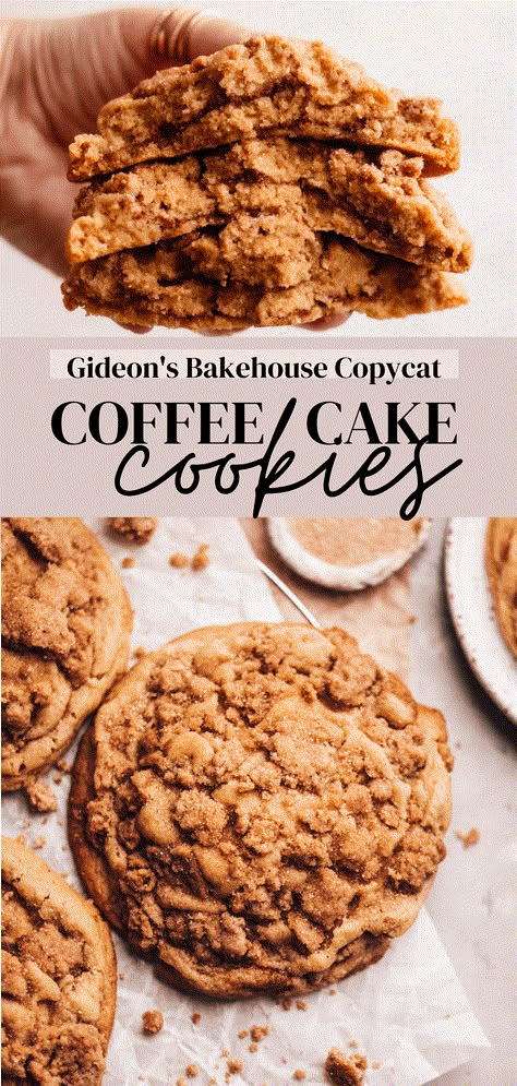 Popular Bakery Treats, Gourmet Bakery Recipes, Cozy Baked Goods, Crumb Cake Cookie Recipe, Cake Crumb Cookies, Cookies For Coffee Shop, Cinnamon Streusel Cookies, Cafe Baked Goods, Streusel Cookies