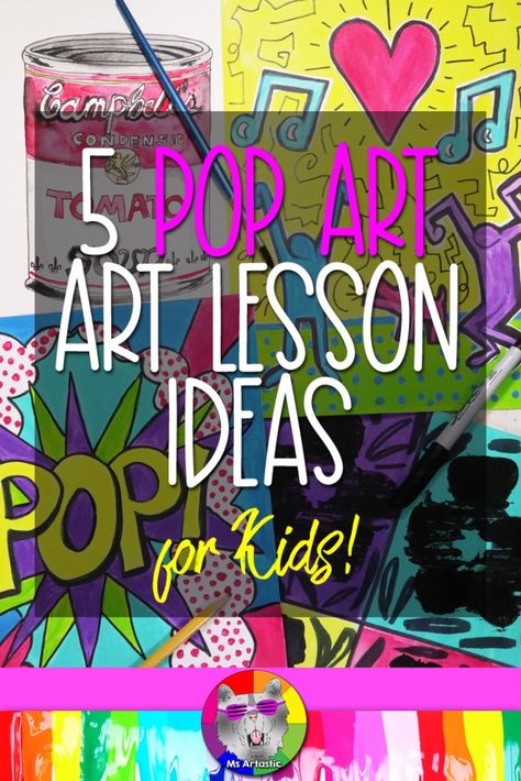 Pop Art Lessons For Middle School, Pop Art Painting Ideas, Pop Art Tutorial, Pop Art Lesson, Art Lesson Ideas, August Art, March Art, January Art, Pop Art For Kids