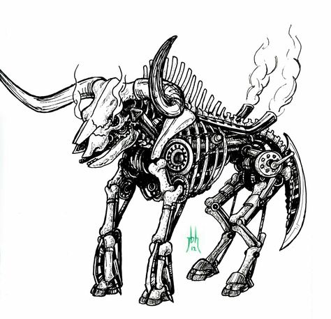 Bull Skeleton, Monster Sketch, Mechanical Bull, Skeleton Drawings, Skeleton Tattoos, Pottery Painting, Conceptual Art, Art Boards, Art Inspo