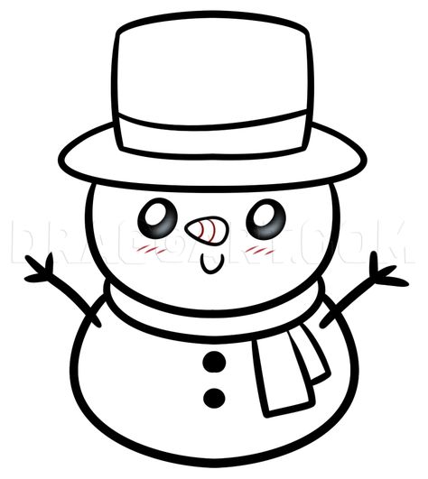 Cartoon Snowman Cute, Snow Man Drawing For Kids, Christmas Art Easy Drawing, Snow Men Drawing, Easy Drawing For Christmas, Snowman Drawing Ideas, Christmas Cute Drawing Easy, Simple Christmas Drawings For Kids, Cute Snowman Drawing Easy