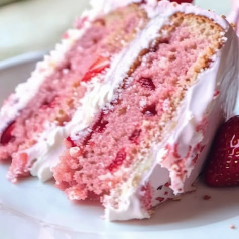 Best Homemade Strawberry Cake Strawberry Cake Recipes Homemade, Strawberry Cake Recipe From Scratch, Strawberry Cloud Cake, Best Strawberry Cake Recipe, Strawberry Cake From Scratch, Rhubarb Upside Down Cake, Easy Pineapple Cake, Southern Caramel Cake, Homemade Strawberry Cake