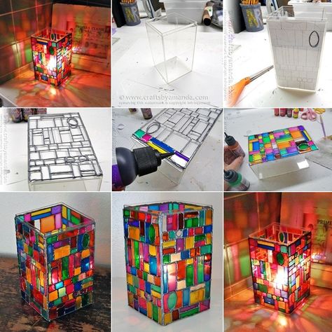 Fabulous Stained Glass Lamp to Decorate Your Home - http://www.amazinginteriordesign.com/fabulous-stained-glass-lamp-decorate-home/ Stained Glass Lamp, Worship Art, Trace A, Crafts For Seniors, Handmade Inspiration, Stained Glass Lamps, Recycled Projects, Diy Holder, Faux Stained Glass