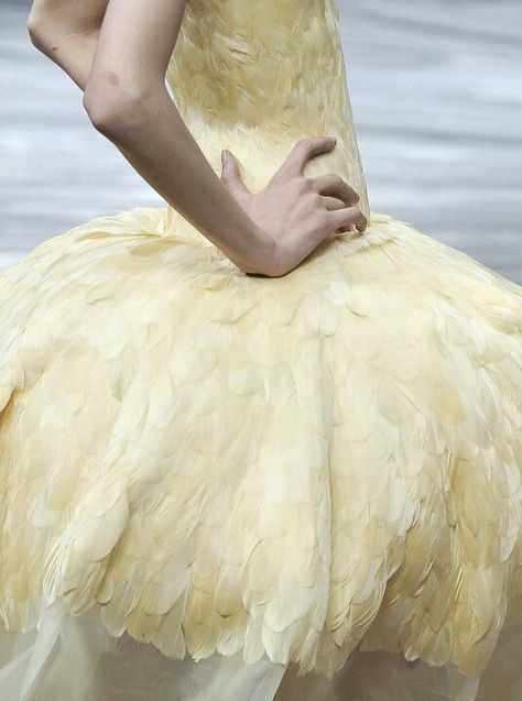 . Princess Dress Yellow, Detail Couture, Yellow Feathers, Savage Beauty, Lemon Chiffon, Feather Dress, Dress Yellow, Mellow Yellow, Shades Of Yellow