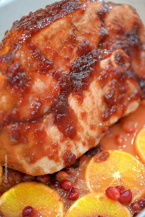 Cranberry Orange Glazed Ham Recipe ~ makes a perfectly delicious addition to your Christmas or holiday menu and really couldn’t be easier to make. Orange Glazed Ham, Slow Cooker Pork Roast, Ham Glaze Recipe, Holiday Ham, Glazed Ham, Ham Recipe, Bacon Sausage, Pork Ham, Tenderloin Recipes