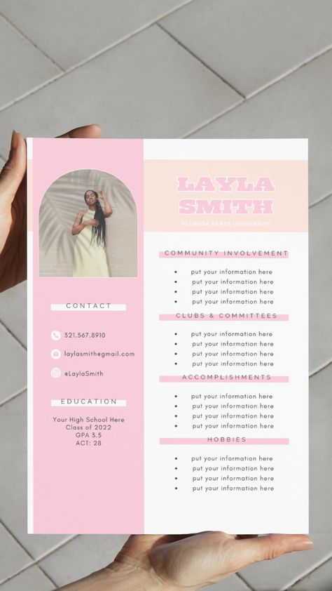 Sorority Resume, Sorority Rush, Community Involvement, Florida State University, Florida State, Resume Template, Resume Templates, Hobbies, Sorority