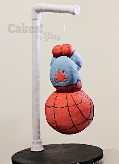 Hanging Spider-Man cake Clay Marvel Ideas, Spiderman Clay Ideas, Polymer Clay Spiderman, Spiderman Clay Art, Spiderman Diy, Hanging Spider, Spider Man Cake, Copic Drawings, Man Cake