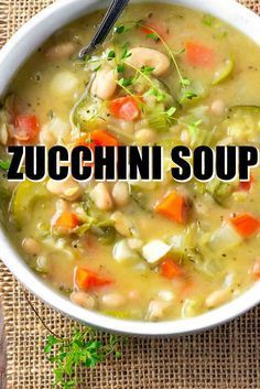 Zucchini Recipes Soups, Zuccinni Recipe Soup, Zucchini Bean Soup, Soup With Zucchini And Squash, Zucchini White Bean, Vegan Zucchini Soup, Soup Recipes Vegan, Zucchini Appetizer Recipes, Soup Zucchini