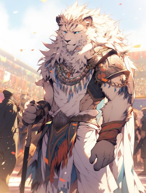 Deer Character Design Male, Humanoid Animal Art, Mythological Beasts, Lion Character, Animal Warrior, Anime Lion, Lion Man, Creature Artwork, Cat Character