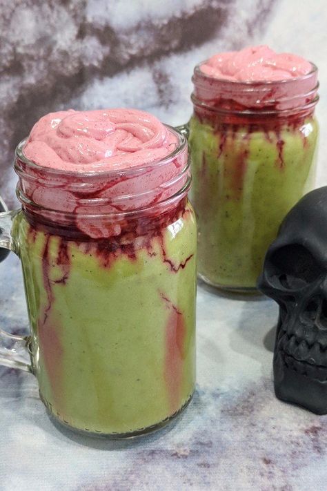 Zombie Frappuccino Starbucks Recipe, Halloween Milkshakes, Drink Essentials, Pumpkin Walk, Zombie Drink, Autumn Beverages, Zombie Coffee, Zombie Food, Vegan Protein Smoothie