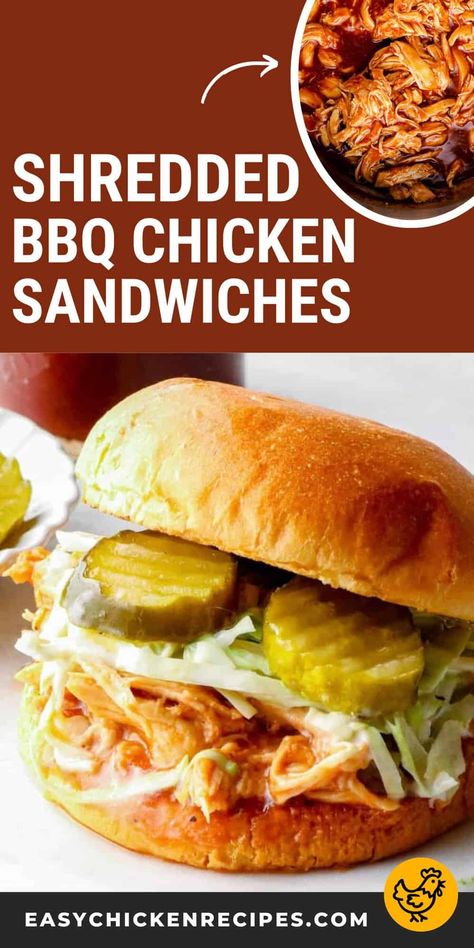 Need the perfect quick meal for a quick lunch or dinner? Prepare these flavorful BBQ Chicken Sandwiches made with boneless chicken breast and other fresh ingredients. Shredded Bbq Chicken Sandwiches, Shredded Chicken Recipes Easy, Bbq Chicken Sandwich Recipes, Bbq Chicken Sandwiches, Homemade Slaw, Zesty Chicken, Easy Bbq Chicken, Shredded Bbq Chicken, Homemade Bbq Sauce Recipe