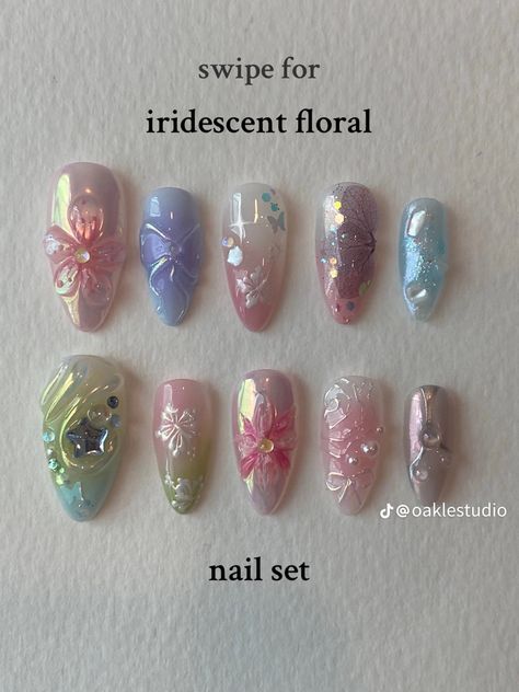 Garden Nails Acrylic, Laufey Nails Ideas, Difference Between Gel And Acrylic Nails, Putty Nails, Chinese Nails Short, Japanese Nails Acrylic, Chunky Nail Art, Howls Moving Castle Nail Design, Simple Beginner Nail Designs