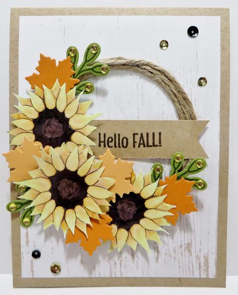 Fall Cards Handmade, Thanksgiving Cards Handmade, Fall Greeting Cards, Sunflower Cards, Daisy Cards, Thanksgiving Cards, Birthday Cards Diy, Hello Fall, Stamping Up Cards