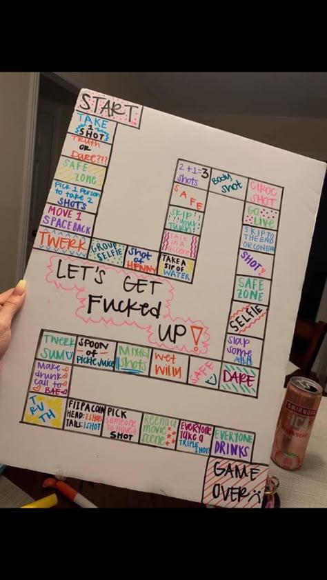 Drinking Board, Drunk Games, Drinking Board Games, Girls Night Games, Alcohol Games, Diy Party Games, Games For Parties, Bored Games, Game Night Parties