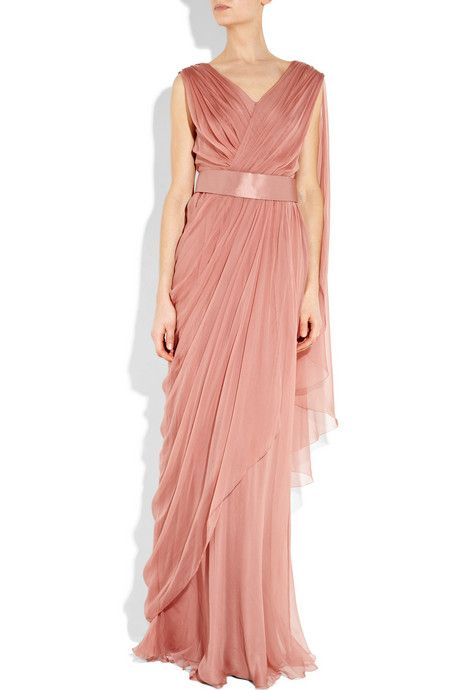 Alberta Ferretti Draped Silk-Chiffon Gown Greek Inspired Fashion, Silk Evening Dress, Grecian Goddess, Drape Gowns, Saree Gown, 파티 드레스, Fashion Gowns, Sleeveless Gown, Chiffon Gown